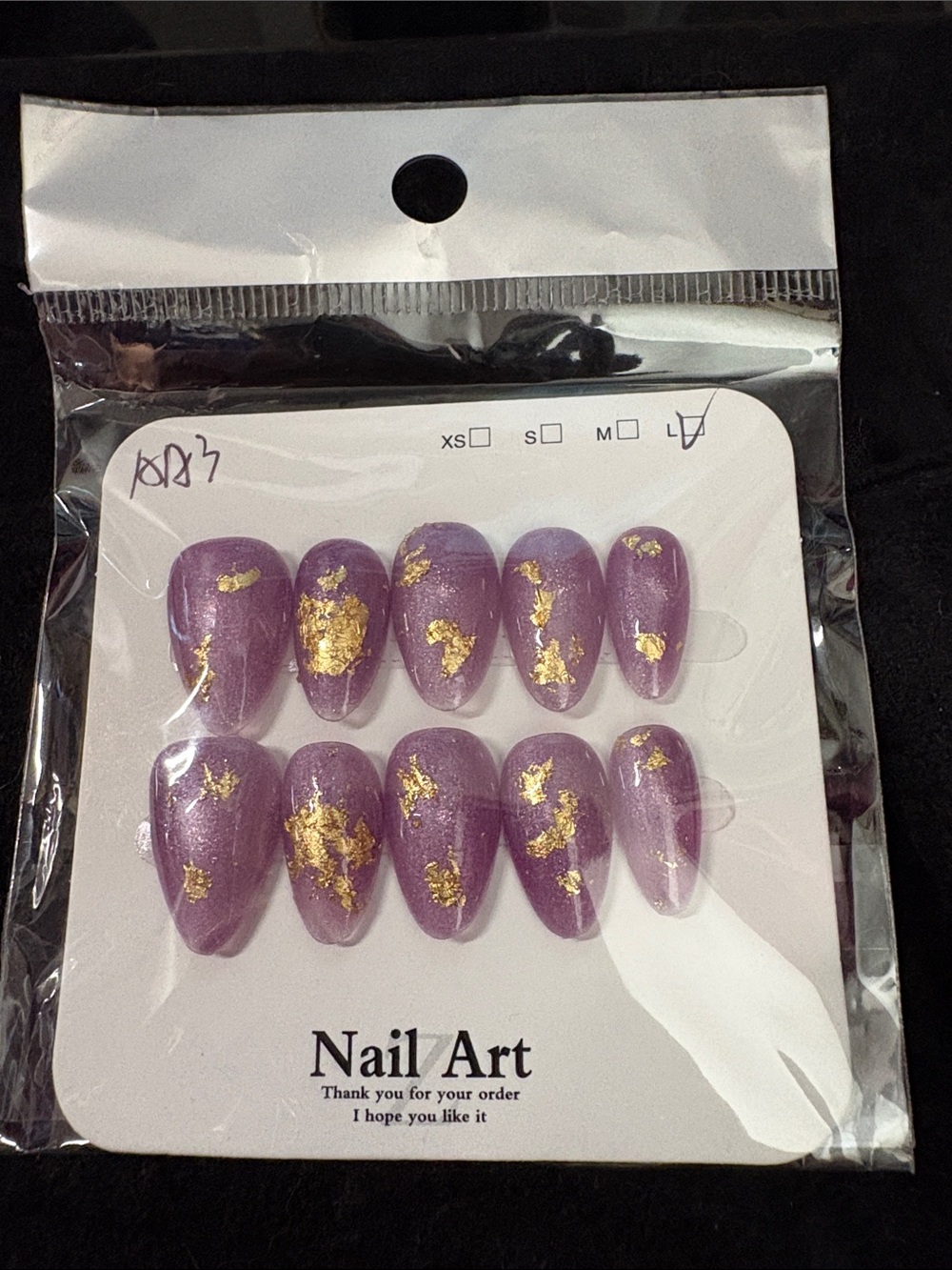 Purple Gold Flake Press-On Nails -